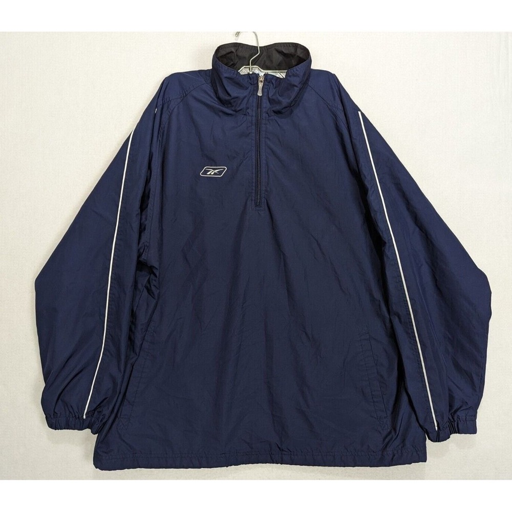 Reebok Mens Jacket Windbreaker Size XL Polyester Blue 1/4 Zip